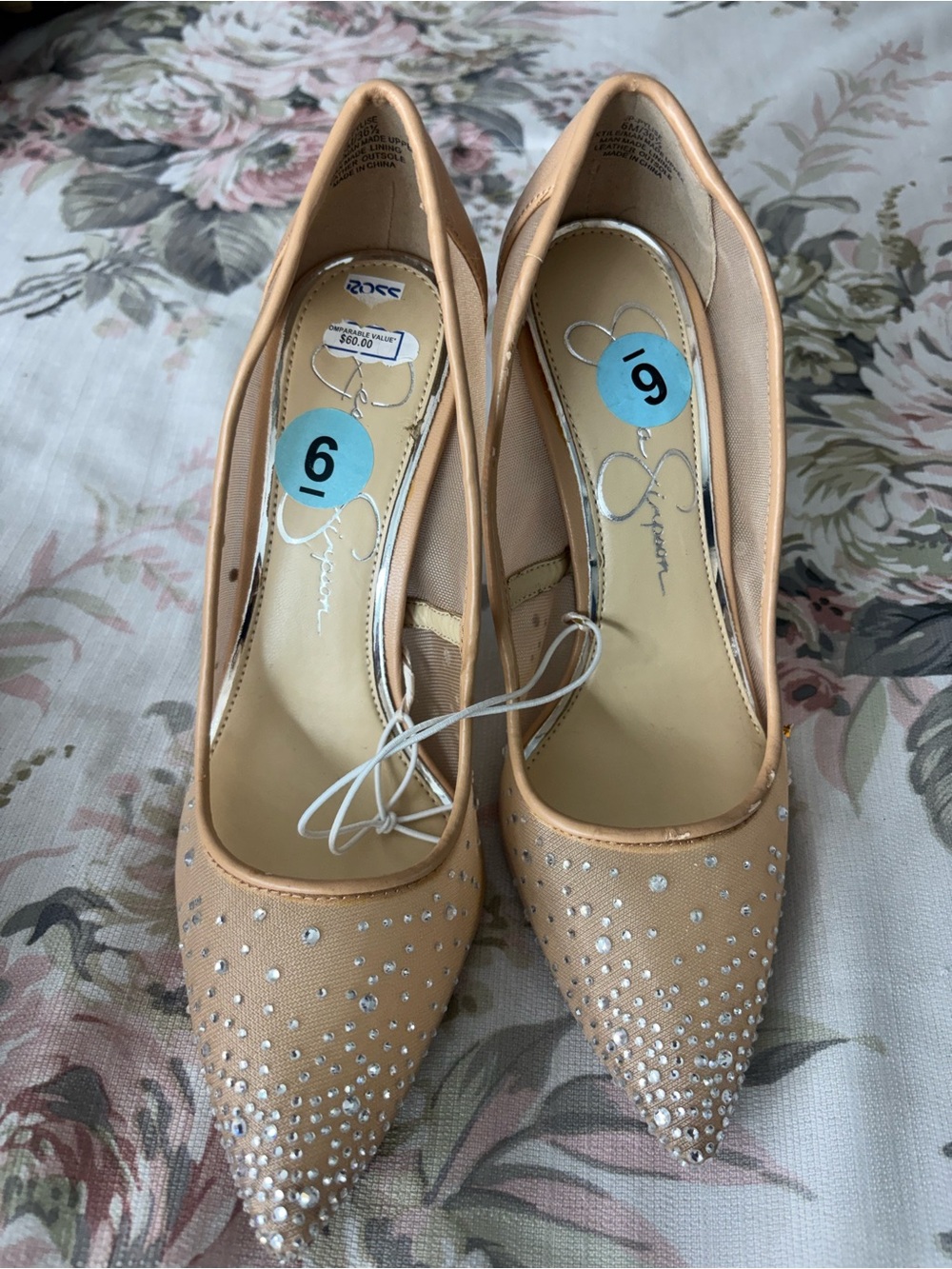 Jessica Simpson Embellished Nude Pointed-Toe Women’s Heels